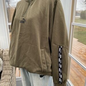 PUMA Green Zip Up Sweater with Fleece Material | XL